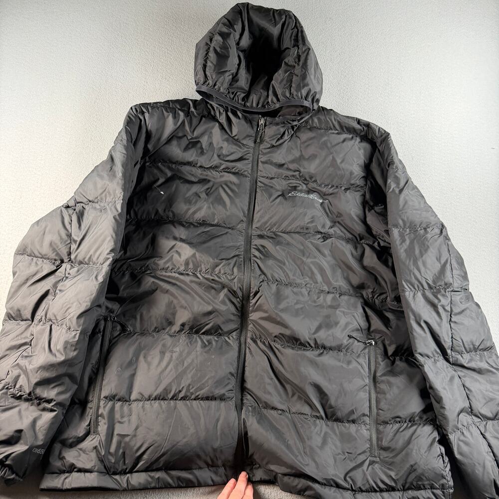 Eddie Bauer Wide Channel Down Puffer Jacket Mens XXL Gray Hooded EB650 Winter
